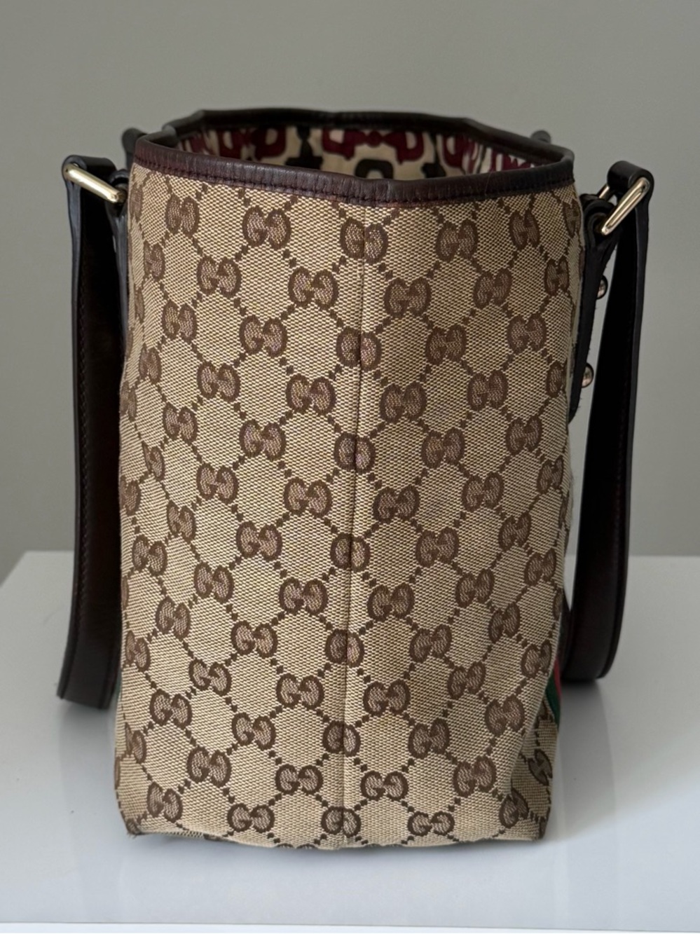 Gucci GG Supreme Jolicoeur Web Stripe Tote Bag Small Ophidia Style - Picture 7 of 15